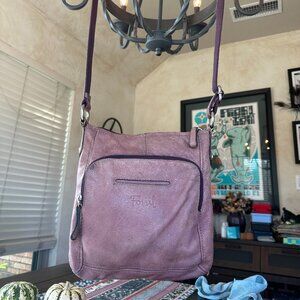 Fossil Light Purple Leather Crossbody, Preowned